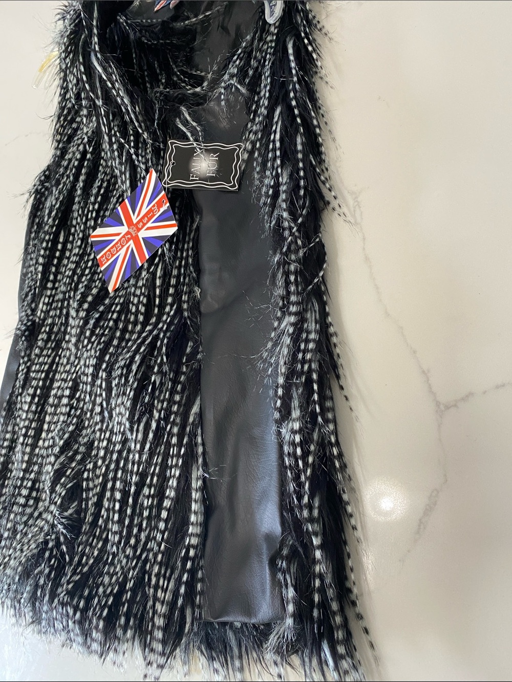 Miss London Black Faux Fur Fringe Vest - Picture 7 of 7